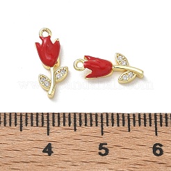 Breloques en laiton serties de micro-pavés de zircone cubique transparente et d'émail&nbsp;KK-A300-22G-02