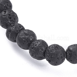 Braccialetti elasticizzati con perle di roccia lavica naturale&nbsp;BJEW-G623-02-4mm