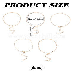 5 Stück Fußkettchen-Set mit Eisenkette&nbsp;AJEW-LP0007-10LG