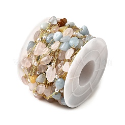 Chaînes de perles artisanales en pépites de morganite naturelle&nbsp;CHC-F020-04G-02