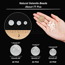 77 filo di perline di selenite naturale in 3 misure&nbsp;G-AR0004-15