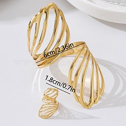 Set di bracciali rigidi e anelli a polsino in ferro con ali cave per donna&nbsp;WG91D18-01