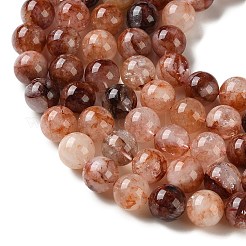 Quartz hématoïde naturel / brins de perles de quartz ferrugineux&nbsp;G-H343-D14-14mm