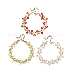 Set di braccialetti da donna in 3 colori con perline a forma di fiore&nbsp;BJEW-MZ00350