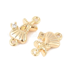 Messing klare Zirkonia Seestern Muschelform Verbinder Charms&nbsp;KK-R219-01G