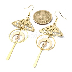 Orecchini pendenti con farfalla e luna in ottone&nbsp;EJEW-TA00365