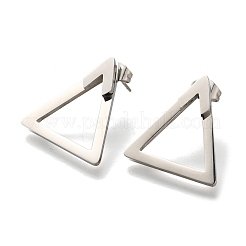 Pendientes de botón triangulares huecos de acero inoxidable 304&nbsp;EJEW-C118-05C