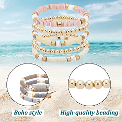 3 Set 3 Farben Polymer Clay Heishi Surfer Stretch Armbänder Set&nbsp;BJEW-AN0001-30