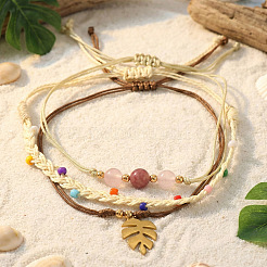 [10]-teiliges Set aus 3 Armbändern mit natürlichen Rhodochrosit-&nbsp;DI3925-2