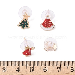 Boucles d'oreilles puces en alliage émaillé sur le thème de Noël (4 pièce)&nbsp;EJEW-B068-02KCGG-04
