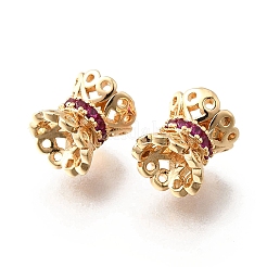 Perline di zirconia cubica magenta micro pavé in ottone&nbsp;KK-M318-32G
