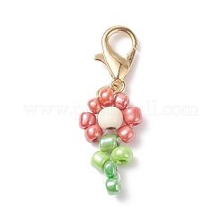 Décorations de pendentif de fleurs en perles de verre&nbsp;HJEW-JM00729