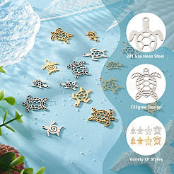 16 pz. 8 maglie e pendenti in filigrana in acciaio inossidabile stile 201&nbsp;STAS-PJ0001-37