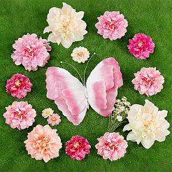 Decorazioni pendenti con fiori di carta e farfalle&nbsp;DIY-NB0015-37