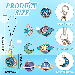 8 pieza de 8 estilos de lindas correas de cordón para móvil con esmalte de aleación de luna&nbsp;HJEW-DR0001-01