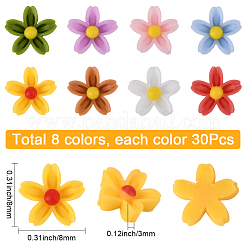 240 Stück 8 Farben Sakura Harz Cabochons&nbsp;FIND-SC0019-68