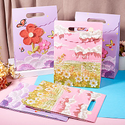 6 Stück 2 Stile Rechteckige Geschenktüten aus Papier mit Blumendruck und Lochgriffen&nbsp;ABAG-TA0001-54