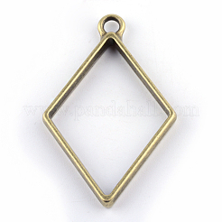 Rack de galjanoplastia aleación rhombus abrir bisel trasero colgantes&nbsp;PALLOY-S047-14F-FF