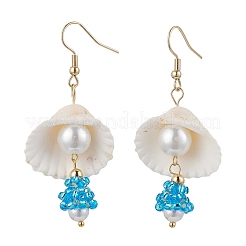 5 paire de boucles d'oreilles pendantes en verre coquillage&nbsp;EJEW-MZ00424