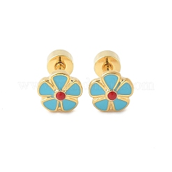 Boucles d'oreilles à tige en acier inoxydable 304 et émail&nbsp;EJEW-Q028-04B-G
