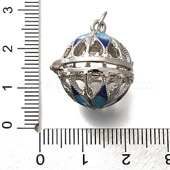 Pendentifs en cage à perles en laiton émaillé avec placage en rack&nbsp;KK-M313-11P-01