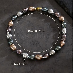 Elegante Nugget-Muschelperlen-Halsketten für Damen mit Messingverschlüssen&nbsp;QH8912