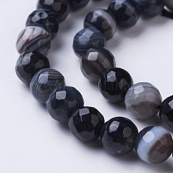 Chapelets de perles perles en agate noire naturelle&nbsp;G-G753-08-8mm