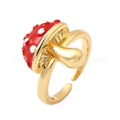 Anillos de puño abiertos ajustables de latón esmaltado para mujer&nbsp;RJEW-I111-10G-03