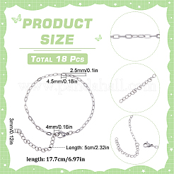 18 Stück 304 Edelstahl Flachkabelkette Armband Set für Männer und Frauen&nbsp;BJEW-SC0001-22