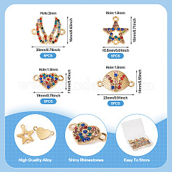 20 pièce 4 styles de breloques de connecteur en alliage de strass coloré&nbsp;FIND-TA0003-33