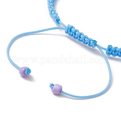 Braccialetti regolabili con perline sintetiche intrecciate di turchese tinto e magnesite&nbsp;BJEW-JB10603-04