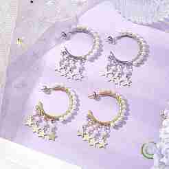 2 paire de boucles d'oreilles pendantes en forme d'étoile et de nacre bicolore&nbsp;EJEW-JE06186