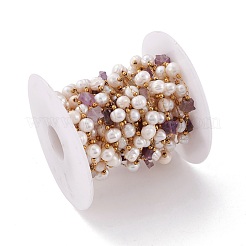 Cadenas de cuentas de perlas y estrellas de amatista natural&nbsp;CHS-I018-01G-04