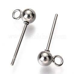 Nicht anlaufende Originalfarbe 304 Edelstahl Kugel Post Ohrstecker Zubehörse&nbsp;X-STAS-C018-23P-02