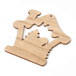 Thème de noël gros pendentifs en bois naturel&nbsp;WOOD-B001-11