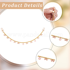2 stücke legierung emaille rosa bowknot quaste 304 edelstahl kabel kette tasche dekorative ketten&nbsp;AJEW-BBC0001-03
