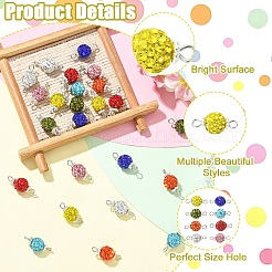 24 Stück runde Strass-Verbinder-Anhänger aus Polymerclay in 8 Farben. Mit Eisenverschlüssen&nbsp;PALLOY-YW00150