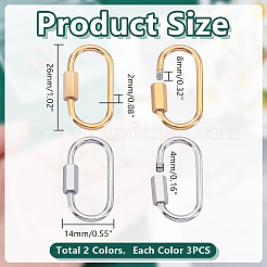 6 Stück 2 Farben 304 Edelstahl Schraubkarabiner Schloss Charms&nbsp;STAS-HY0001-77
