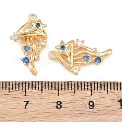 Pendenti in zirconi cubici blu micro pavè di ottone&nbsp;CU-CBA804C-23G