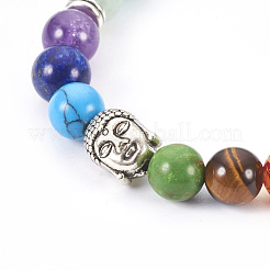 Bracciali elasticizzati in amazzonite con fiori naturali&nbsp;BJEW-JB03905-04