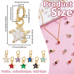 14pcs 7 colores latón micro pave colgantes de circonita cúbica&nbsp;KK-AR0004-77