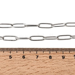 4 mm 201 Edelstahl strukturierte Büroklammerkette Halsketten&nbsp;NJEW-K302-02P