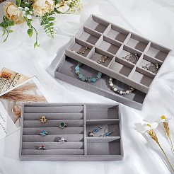 3 Stück 3 Stile Rechteck Holz mit Samt überzogen Schmuck Schmuck Display Tabletts&nbsp;AJEW-SP0004-64B-01