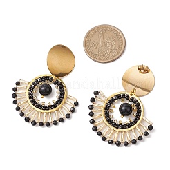 Boho Ohrstecker aus natürlichem schwarzen Onyx&nbsp;EJEW-MZ00239