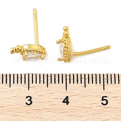 Messing Micro Pave klare Zirkonia Ohrstecker&nbsp;EJEW-R016-26G-17