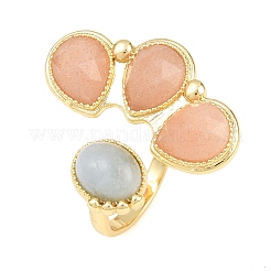 Manschettenringe aus natürlichem Sonnenstein und natürlichem Aquamarin&nbsp;GG-G001-03G-08