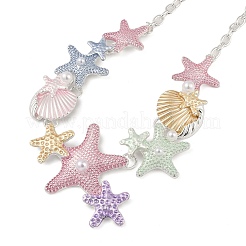 Sommer strand legierung bunte emaille seestern & shell bib halsketten&nbsp;NJEW-B113-06