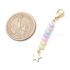 3 colgante decorativo de acero inoxidable 304 con cuentas de concha de agua dulce natural teñidas.&nbsp;HJEW-JM03187-01