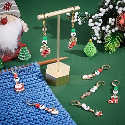 Legierungsemail mit weihnachtlichem Motiv und Stichmarkierungen mit Strassanhänger&nbsp;HJEW-AB00351