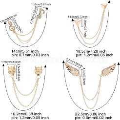 4 broche de col de costume en alliage à double aile avec chaîne suspendue&nbsp;JEWB-FG0001-02